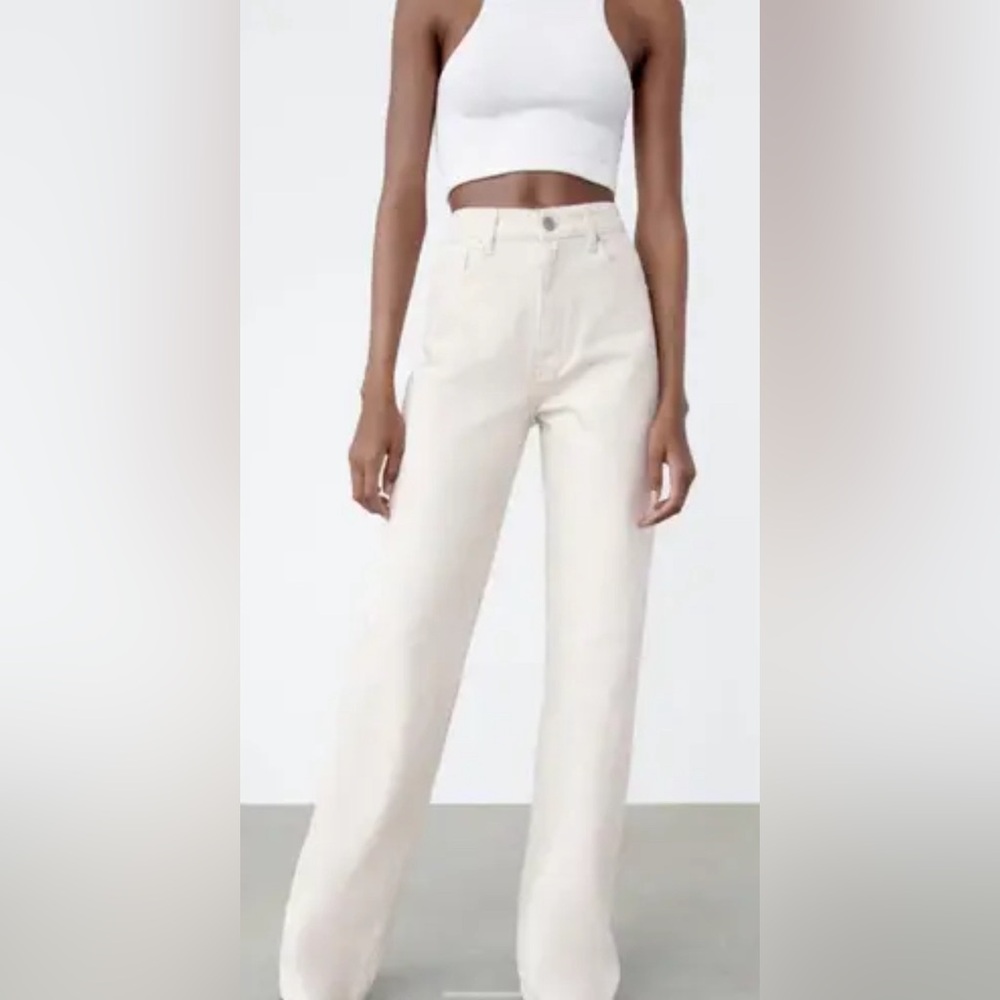 Zara Cream Wide Leg Jeans